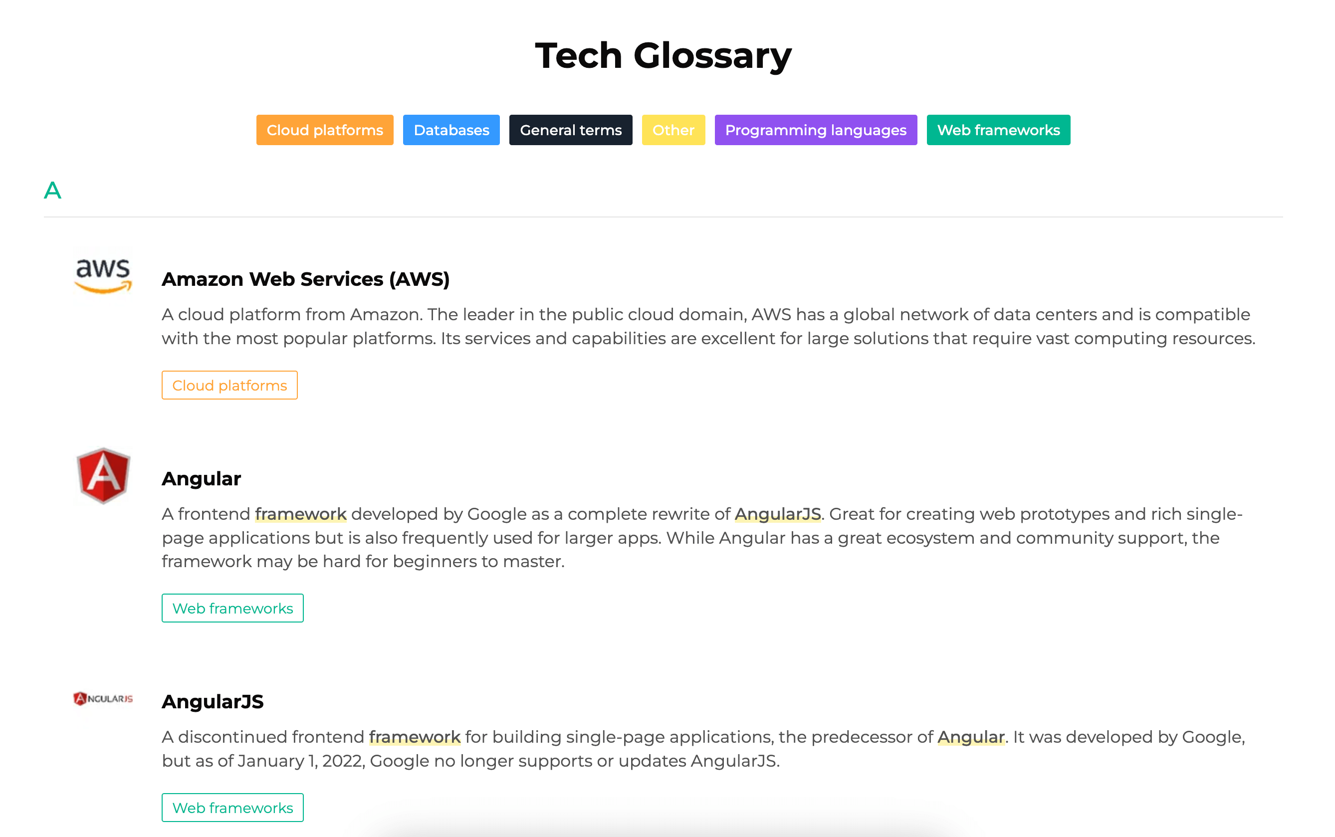 Glossary of tech terms